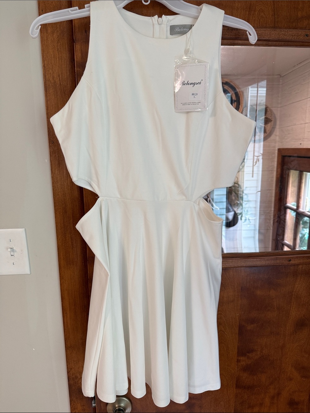 Belongsci White Cutout Mini Dress